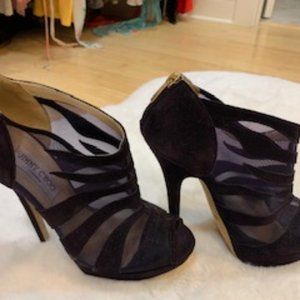 Jimmy Choo Kerfield dark purple suede booties